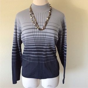 STRIPPED LONG SLEEVE COWL NECK SWEATER